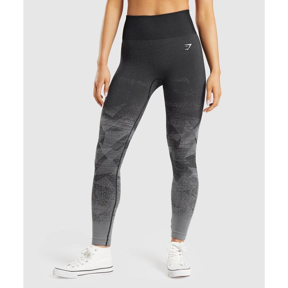 Gymshark Adapt Ombre leggings seamless high rise geometric black gray NWOT small